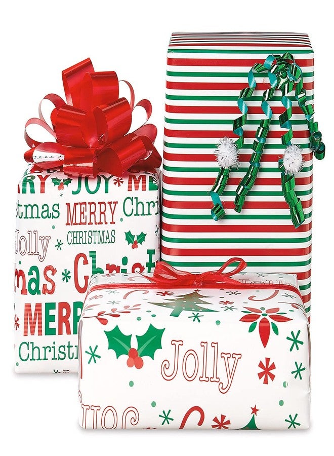 كارانت ورق تغليف هدايا "أوه سو ميري" المسطح - مجموعة من 3 أوراق تغليف هدايا للعطلات، مقاس 22 × 34 بوصة، سهلة التخزين - Image 5